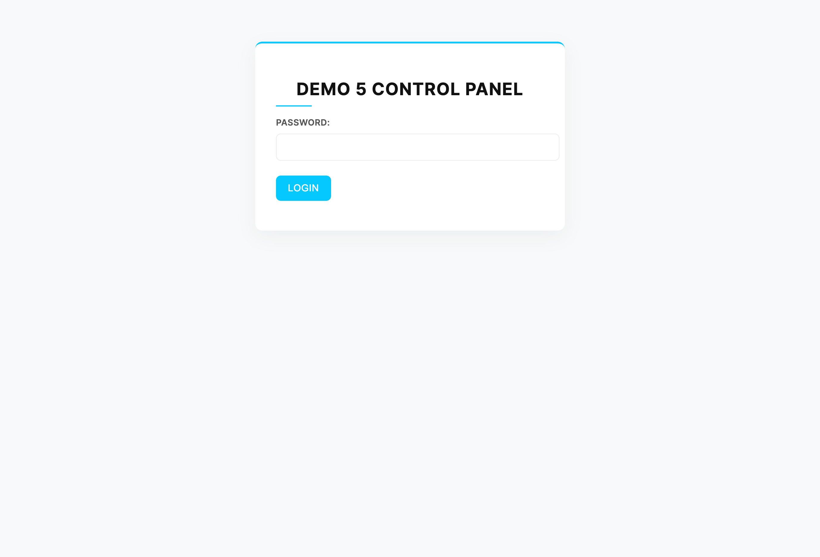 Control Panel Login Screen